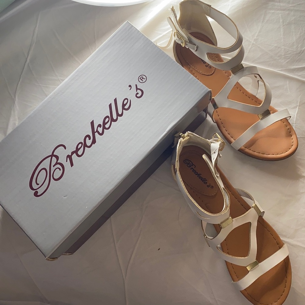 White and GOLD sandals size 6 worn once